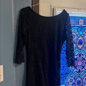 Neiman Marcus Black Lace Long Sleeve Dress